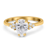 Pear Teardrop Natural Stone Classic Ring