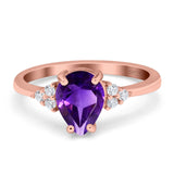 Pear Teardrop Natural Stone Classic Ring