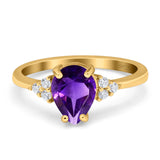 Pear Teardrop Natural Stone Classic Ring