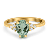 Pear Teardrop Natural Stone Classic Ring