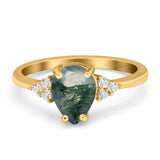 Pear Teardrop Natural Stone Classic Ring