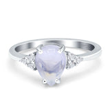 Pear Teardrop Natural Stone Classic Ring