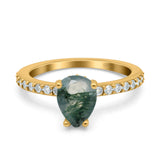 Pear Teardrop Natural Stone Wedding Ring