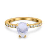 Pear Teardrop Natural Stone Wedding Ring