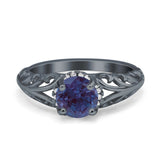 Art Deco Round Natural Stone Filigree Ring