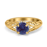 Art Deco Round Natural Stone Filigree Ring