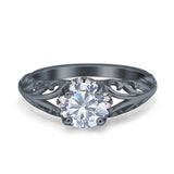 Art Deco Round Natural Stone Filigree Ring