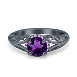 Art Deco Round Natural Stone Filigree Ring