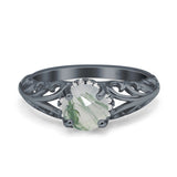 Art Deco Round Natural Stone Filigree Ring