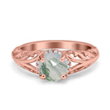 Art Deco Round Natural Stone Filigree Ring