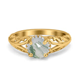 Art Deco Round Natural Stone Filigree Ring