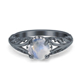 Art Deco Round Natural Stone Filigree Ring