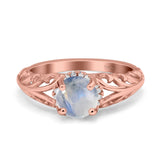 Art Deco Round Natural Stone Filigree Ring