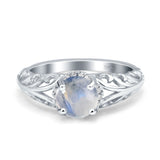 Art Deco Round Natural Stone Filigree Ring