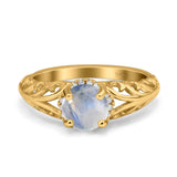 Art Deco Round Natural Stone Filigree Ring