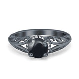 Art Deco Round Natural Stone Filigree Ring