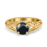 Art Deco Round Natural Stone Filigree Ring