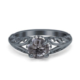 Art Deco Round Natural Stone Filigree Ring