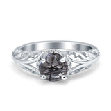 Art Deco Round Natural Stone Filigree Ring