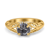Art Deco Round Natural Stone Filigree Ring