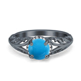 Art Deco Round Natural Stone Filigree Ring
