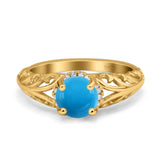 Art Deco Round Natural Stone Filigree Ring