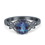 Art Deco Oval Natural Stone Butterfly Ring