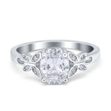 Art Deco Oval Moissanite Floral Butterfly Ring 925 Sterling Silver