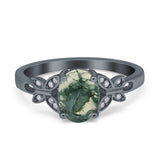 Art Deco Oval Natural Stone Butterfly Ring