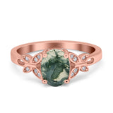 Art Deco Oval Natural Stone Butterfly Ring