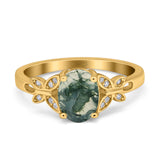 Art Deco Oval Natural Stone Butterfly Ring