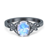 Art Deco Oval Natural Stone Butterfly Ring