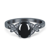 Art Deco Oval Natural Stone Butterfly Ring