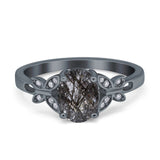 Art Deco Oval Natural Stone Butterfly Ring