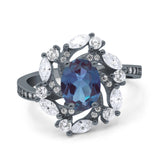 Floral Oval Natural Stone Cocktail Ring