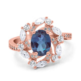 Floral Oval Natural Stone Cocktail Ring