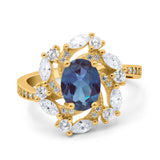 Floral Oval Natural Stone Cocktail Ring