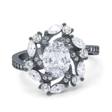 Floral Oval Natural Stone Cocktail Ring