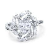 Floral Oval Natural Stone Cocktail Ring