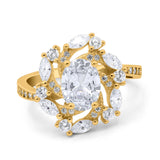 Floral Oval Natural Stone Cocktail Ring