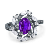 Floral Oval Natural Stone Cocktail Ring