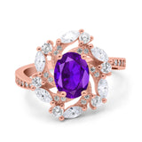 Floral Oval Natural Stone Cocktail Ring