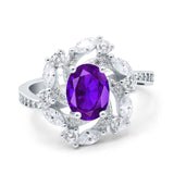 Floral Oval Natural Stone Cocktail Ring
