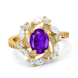 Floral Oval Natural Stone Cocktail Ring