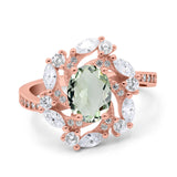 Floral Oval Natural Stone Cocktail Ring