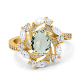 Floral Oval Natural Stone Cocktail Ring