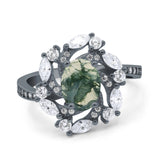 Floral Oval Natural Stone Cocktail Ring