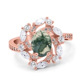 Floral Oval Natural Stone Cocktail Ring