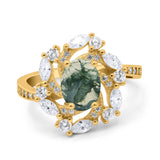 Floral Oval Natural Stone Cocktail Ring