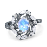 Floral Oval Natural Stone Cocktail Ring